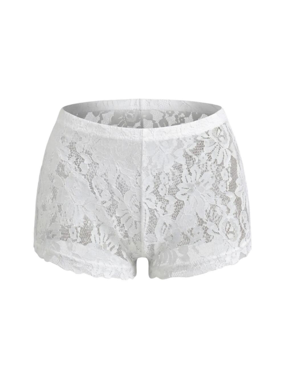 White Floral Lace Booty Shorts